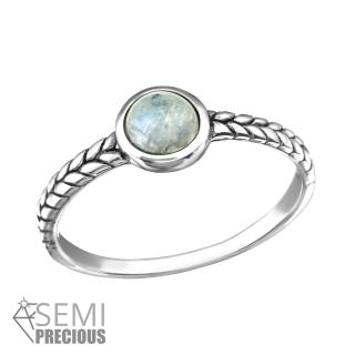 Stříbrný prsten s duhovým Měsíčním Kamenem  Ag 925/1000 7/54-55