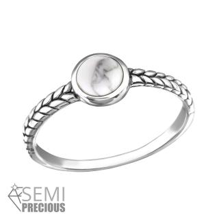 Stříbrný prsten s polodrahokamem Howlit  Ag 925/1000 5/49