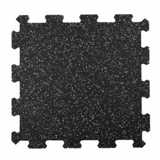 Fitness puzzle podlaha 50 x 50 cm, 20, 15, 16 a 10 mm Barva: Černá s příměsí bílé, Velikost: 500 x 500 x 15 mm