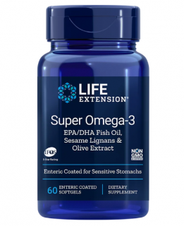 Life Extension Super Omega-3 Plus EPA/DHA rybí olej se sezamovými lignany a olivovým extraktem - 60 kapslí