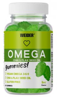 Weider Omega 50 gummies, želatinové bonbóny obsahující omega 3, 6, 9 mastné kyseliny Varianta: Citrón