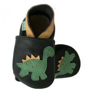 HOPI HOP barefoot měkké kožené capáčky - DINO na černé Velikost: 12-18 m