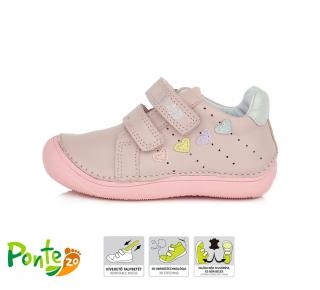 PONTE 20 celoroční kožená obuv Baby Pink Hearts Velikost: 24