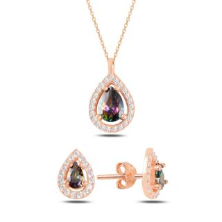 OLIVIE Stříbrná souprava MYSTIC TOPAZ ROSE 5731