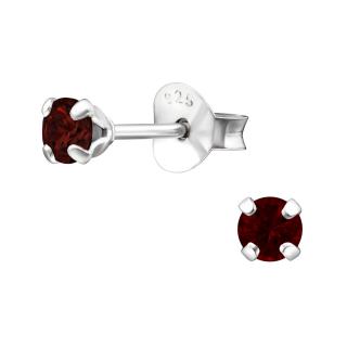 OLIVIE Stříbrné 3mm náušnice GARNET 8653