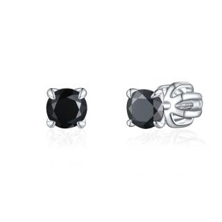 OLIVIE Stříbrné 4mm náušnice PIPPI BLACK 8358