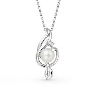 OLIVIE Stříbrný náhrdelník BÍLÁ PERLA 5666