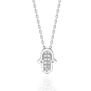 OLIVIE Stříbrný náhrdelník HAMSA se SWAROVSKI 4481