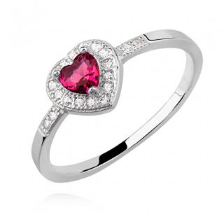 OLIVIE Stříbrný prsten ČERVENÉ SRDCE 4975 Velikost prstenů: 5 (EU: 49-50)