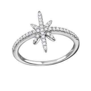 OLIVIE Stříbrný prsten HVĚZDA s kubickými zirkony 1027 Velikost prstenů: 5 (EU: 49-50)