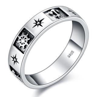 OLIVIE Stříbrný prsten KOTVA & KORMIDLO 5884 Velikost prstenů: 12 (EU: 68-70)