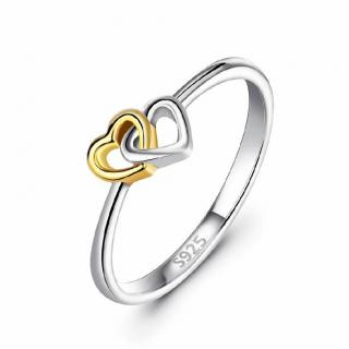 OLIVIE Stříbrný prstýnek SPOJENÁ SRDCE 4214 Velikost prstenů: 10 (EU: 62-64)