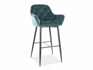 Barová židle - CHERRY H-1 Velvet, čalouněná, různé barvy na výběr Čalounění: zelená (Bluvel 78)