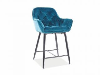 Barová židle - CHERRY H-2 Velvet, čalouněná, různé barvy na výběr Čalounění: tyrkysová (Bluvel 85)