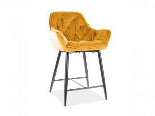 Barová židle - CHERRY H-2 Velvet, čalouněná, různé barvy na výběr Čalounění: žlutá (Bluvel 68)