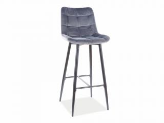 Barová židle - CHIC H-1 Velvet, čalouněná, různé barvy na výběr Čalounění: světle šedá (Bluvel 14)