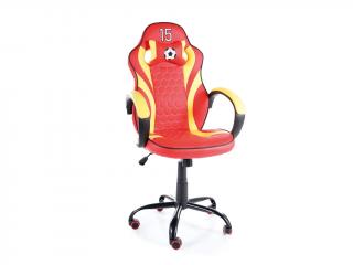 Dětská židle - SPAIN, ekokůže, červená/žlutá