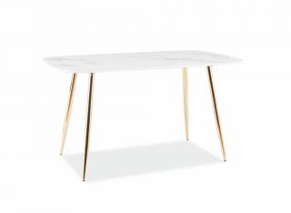 Jídelní stůl - CERES, 140x80, bílá/zlatá