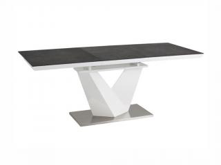 Jídelní stůl rozkládací - ALARAS II, 120x80, kámen/lesklá bílá