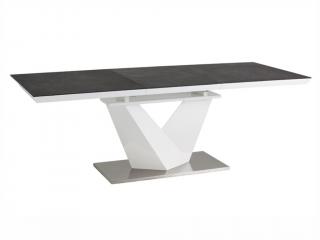 Jídelní stůl rozkládací - ALARAS II, 140x85, kámen/lesklá bílá