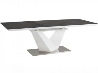 Jídelní stůl rozkládací - ALARAS II, 160x90, kámen/lesklá bílá