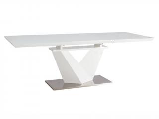 Jídelní stůl rozkládací - ALARAS III, 160x90, lesklá bílá/bílá