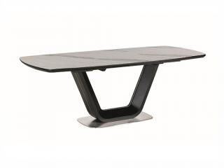 Jídelní stůl rozkládací - ARMANI Ceramic, 160x90, mramor/matná černá