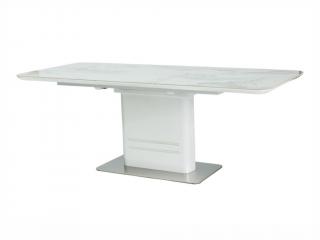 Jídelní stůl rozkládací - CARTIER Ceramic, 160x90, mramor/lesklá bílá