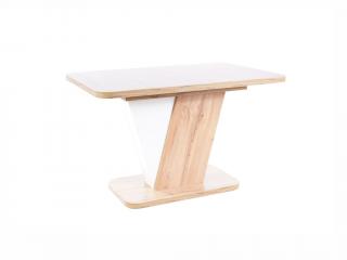 Jídelní stůl rozkládací - CROCUS, 120x80, dub votan/matná bílá