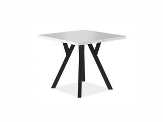 Jídelní stůl rozkládací - MERLIN, 90x90, matná bílá/černá