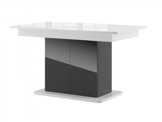 Jídelní stůl rozkládací - STAR 03, 140x85, lesklá bílá/lesklá černá
