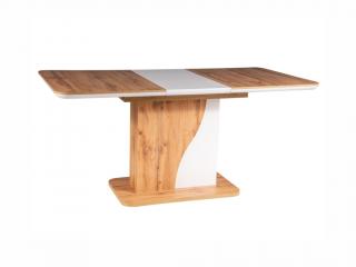 Jídelní stůl rozkládací - SYRIUSZ, 120x80, dub votan/matná bílá