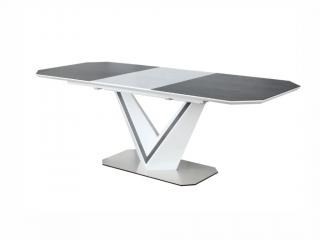 Jídelní stůl rozkládací - VALERIO Ceramic, 160x90, šedá/matná bílá