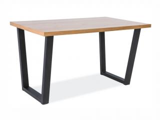 Jídelní stůl - VALENTINO, 150x90, masivní dub/černá
