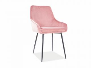 Jídelní židle - ALBI Velvet, nohy v černé barvě, různé barvy na výběr Čalounění: růžová (tap.92)