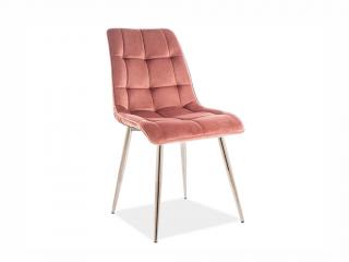 Jídelní židle - CHIC Chrom Velvet, různé barvy na výběr Čalounění: růžová (Bluvel 52)