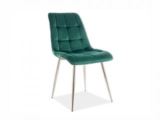 Jídelní židle - CHIC Chrom Velvet, různé barvy na výběr Čalounění: zelená (Bluvel 78)