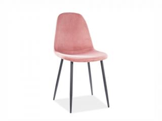 Jídelní židle - FOX Velvet, nohy v černé barvě, různé barvy na výběr Čalounění: růžová (tap.92)