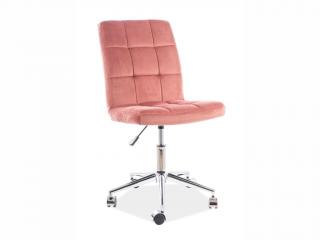 Kancelářská židle - Q-020 Velvet, čalouněná, různé barvy na výběr Čalounění: růžová (Bluvel 52)