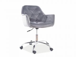 Kancelářská židle - Q-190 Velvet, čalouněná, šedá