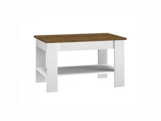 Konferenční stolek - LILLE 10, matná bílá/dub lefkas