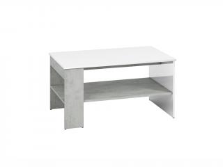 Konferenční stolek - LUMENS 10, beton/lesklá bílá