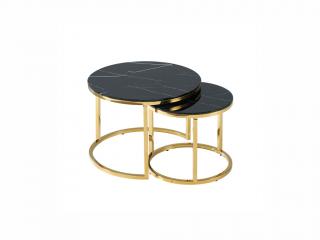 Konferenční stolek - MUSE II, černý mramor/zlatá