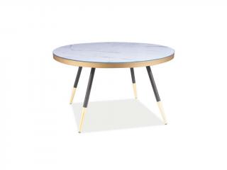 Konferenční stolek - VEGA B, mramor/černá/zlatá