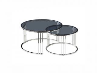 Konferenční stolek - VIENNA, kouřové sklo/stříbrná