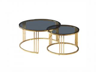 Konferenční stolek - VIENNA, kouřové sklo/zlatá