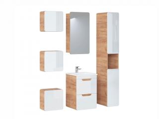 Koupelnová sestava - ARUBA white, 40 cm, sestava č. 12, dub craft/lesklá bílá