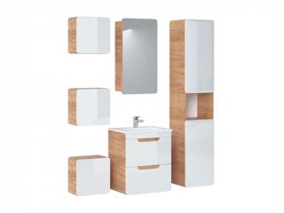 Koupelnová sestava - ARUBA white, 50 cm, sestava č. 14, dub craft/lesklá bílá