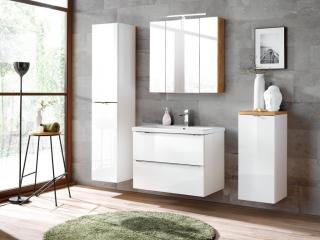 Koupelnová sestava - CAPRI white, 60 cm, sestava č. 6, lesklá bílá/zlatý dub