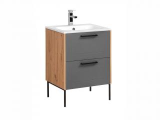 Koupelnová skříňka s umyvadlem - MADERA 820+881 grey, šířka 60 cm, dub artisan/grafit